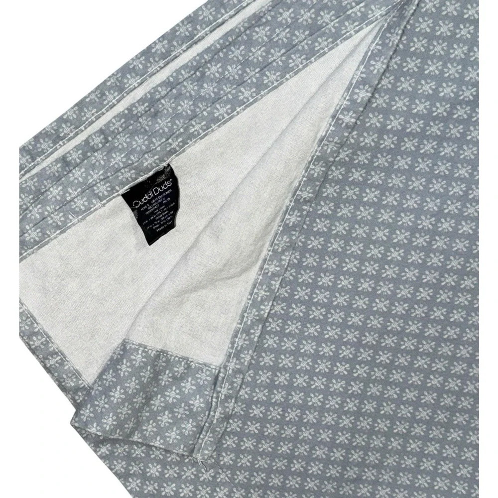 Cuddl Duds Winter Flannel Flat Sheet Gray White Snowflakes Twin Size 100% Cotton